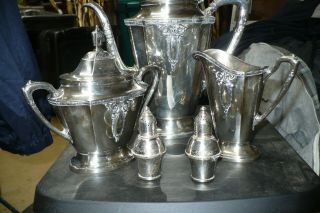 Wallace Silver Lady Astor Vintage Silverplate Tea Pot,  Sugar Bowl,  Creamer