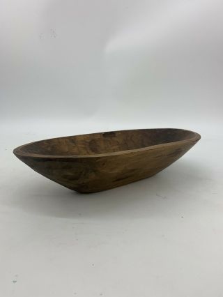 Vintage 13.  5 Inch Wooden Bowl,  Hand Carved 7.  25 Inches Wide