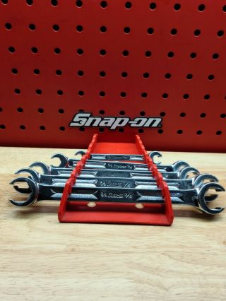 Vintage Snap On Tools Rxh605s5 Pc Sae Flare Nut/line Wrench Set 1/4 " - 13/16 "