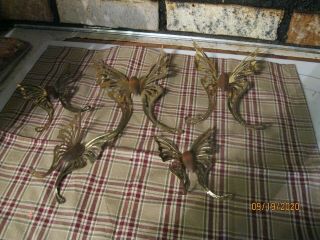 Vintage Home Interiors Metal Wood Butterfly Set Wall Decor