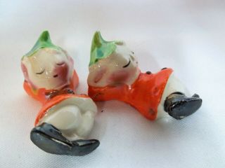 Adorable Vintage Sleeping Pixie Elf Ceramic Salt & Pepper Shakers,  Japan
