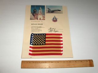 Nasa Sts - 1 Space Shuttle Columbia Flown American Flag Attached To Certificate