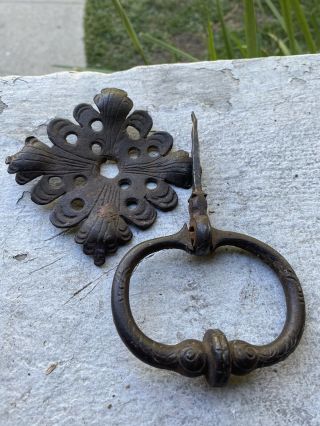 French Or Spanish Baroque Wrought / Forged Iron Spike Bail Handle 17th - 18th C
