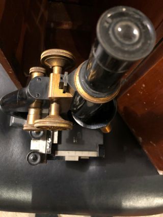 Vintage Antique Spencer Buffalo Co.  Scientific Brass Microscope w/ Wooden Box 3
