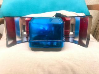 Vintage Red & Blue Chicago Police Federal Signal Firebeam Beacon Dash Light
