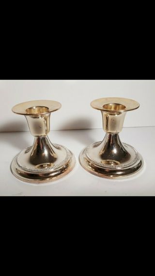 Set Of 2 Gold/silver Tone Candle Stick Holders 3 " X2.  75 "