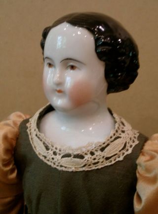 Antique 12 1/2 " Rare Brown Eyed German China Head Doll
