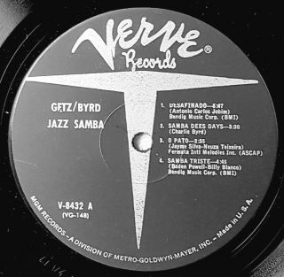STAN GETZ CHARLIE BYRD Jazz Samba NM 1962 LIVE VERVE V - 8432 LP GateFold 3