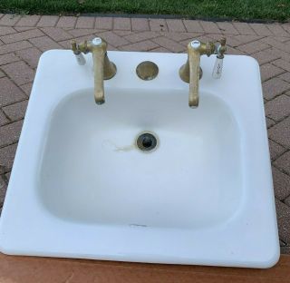 Vintage Cast Iron Kohler Bathroom Sink Brass Faucet