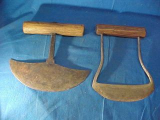 2 - 19thc Hand Forged Country Primitive Wood Handle Food Choppers 3