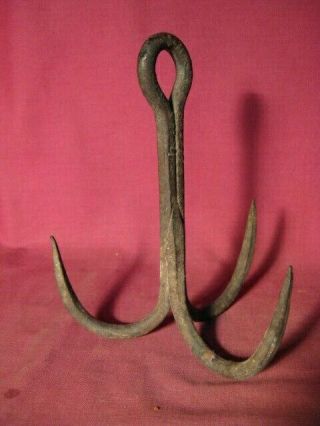 Rev War Period 18th Century Hand Forged Iron Grappling,  Boarding,  Meat Hook