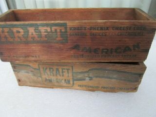 2 - Primitive Vintage Kraft Advertising Wood 2 Lb American Cheese Box Rustic Decor 2