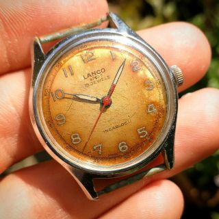 Vintage Lanco Sport - Military Style Watch - Tropical Dial - Swiss Made - 1950s