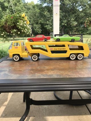 Vintage Tonka Car Carrier Truck,  Pressed Steel Toy,  Auto Transporter