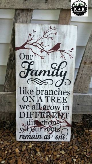 Large Rustic Primitive Sign Family Like Branches Farm House Distressed Wood Home
