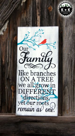 LARGE Rustic Primitive Sign Family Like Branches Farm House Distressed Wood Home 2