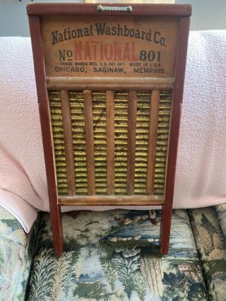 Vintage National Washboard Co.  801 " The Brass King " Wash Board 24 " Tall