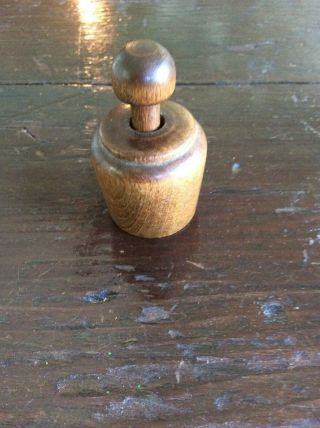 Antique Wooden Butter Pat Mold Acorn Wood Stamp Cup Primitive