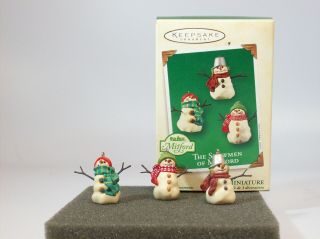 Hallmark Miniature Ornament Set 2003 Snowmen Of Mitford - Read Desc Qxm4959 - Brka