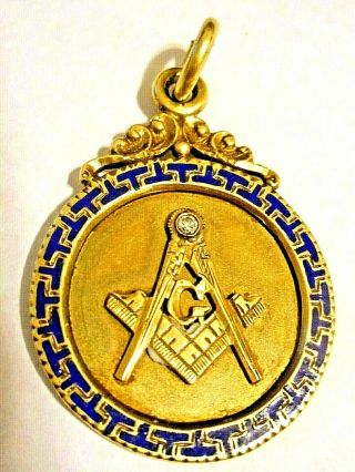 14k Gold Diamond Enamel Mason Pendant 1926 5.  5gns Raised Oriental Lodge 126