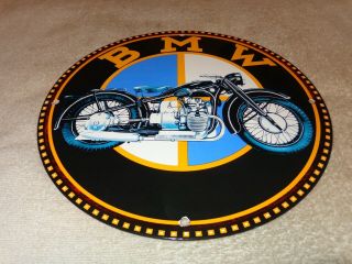 Vintage Bmw Motorcycle 11 3/4 " Porcelain Metal Indian Motor Cycle Gas & Oil Sign