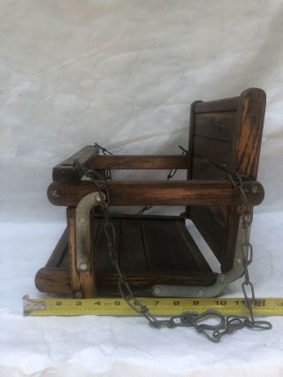 Vintage Wooden Baby Swing w Chain,  Folds flat 3