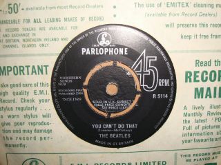 THE BEATLES,  CANT BUY ME LOVE,  PARLOPHONE RECORDS 1964 (ORIOLE PRESS) EX 2