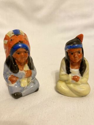 Vintage Ceramic Native American Indian Salt And Pepper Shakers