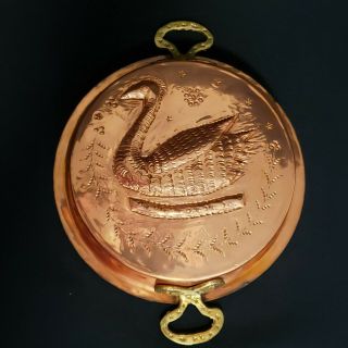Vintage Handmade Copper Mold With Swan,  Duck,  Bird