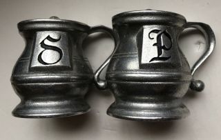 Vintage Antique Wilton Armetale Rwp Pewter Salt And Pepper Shakers Usa