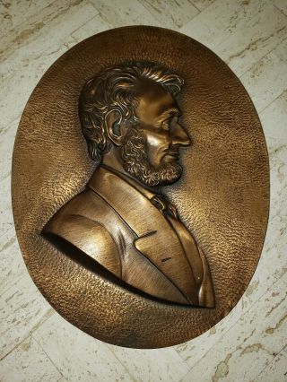 Vintage Abraham Lincoln Cast Bronze Memorial Profile Large 1/2 Inch Thick