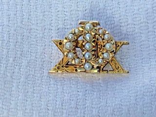 14k Yellow Gold Phi Sigma Kappa Fraternity Pin Set With Seed Pearls Heavy