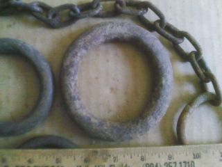 5 hand forged wrought iron RINGS antique vintage old chain 2