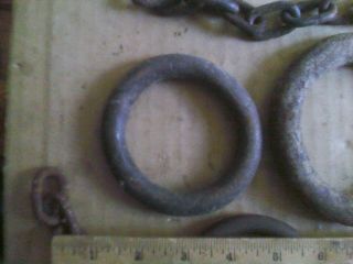 5 hand forged wrought iron RINGS antique vintage old chain 3