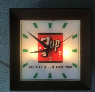 Vintage Lighted 7 Up Wall Clock
