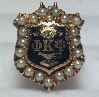 Phi Kappa Psi Fraternity Pin: 10k Solid Gold W/ 20 Seed Pearls