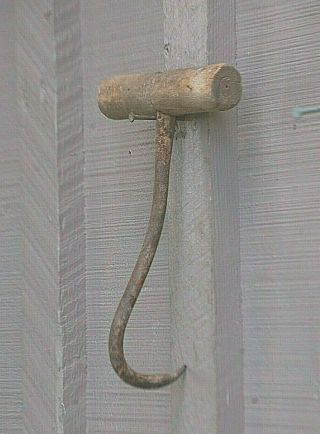 Old Vintage Hay Hook w Wooden Handle Primitive Rustic Country Farm Tool Decor d 3