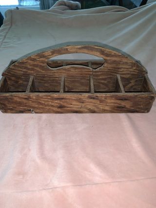 Vintage Antique Wood Carpenters Tool Box Rustic Primitive Carrying Tote Caddy