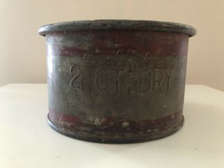 Vintage Galvanized 2 Qt Dry Measure Measuring Cup - Red Stripes