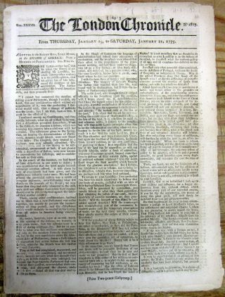 1775 Newspaper Starting Of The American Revolutionary War Inthe British Colonies