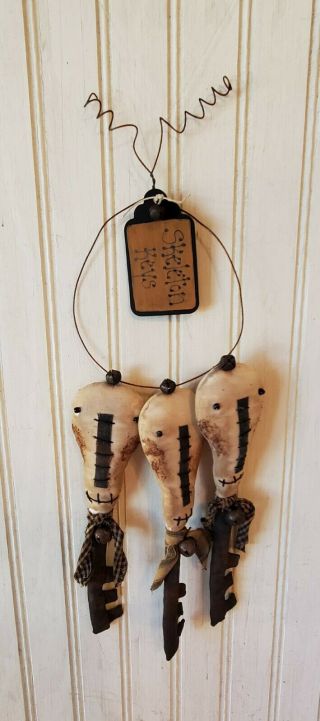 Primitive Grungy Grubby Skeleton Keys Halloween Doll Set