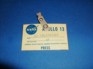 Nasa Issued Press Badge Ap Photographer Apollo 13 Gemini