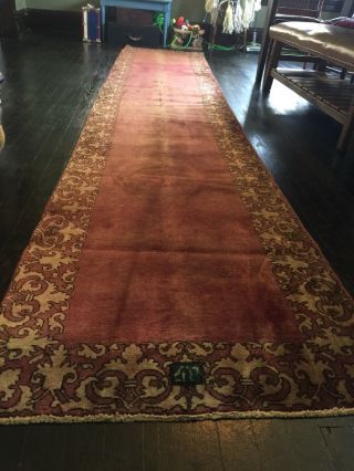 Vintage Antique 1900’s Runner Rug Carpet Red 2.  8x14.  1 Wool