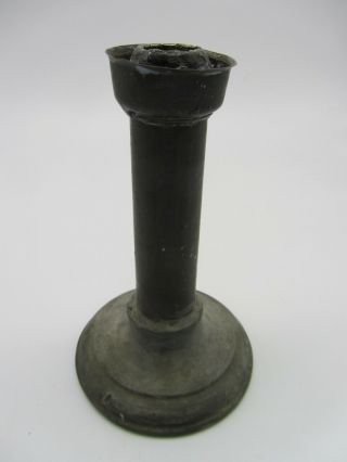 Antique Primitive Tin Push Up Candle Stick 5” Tall 2