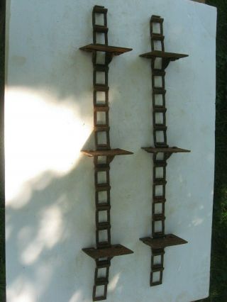 2x 25 " Vtg Rusty Grain Elevator Paddles & Chains Metal Industrial Garden Art