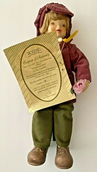 Vintage Anri Limited Hand Carved Wooden Doll " Fernando " By Juan Ferrandiz 14 "