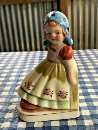 Cute Little Dutch Girl Made In Occupied Japan 4 1/2 " X 3 " Wide Glazed Ceramic