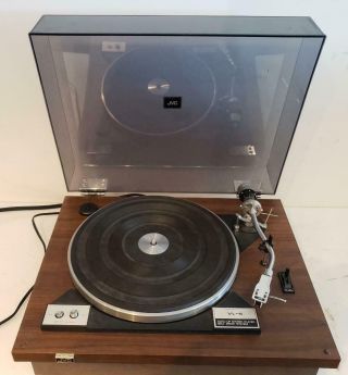 Jvc Vl - 5 Vintage Woodgrain Turntable Record Player Cd - 4 Auto - Up Stereo Lp Cover