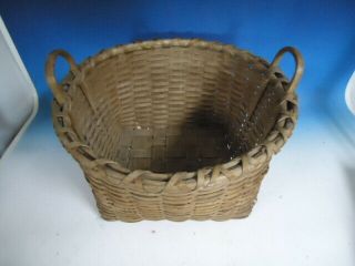 Aafa Antique England 19th C.  Unusual Shape,  Large Country Splint Basket