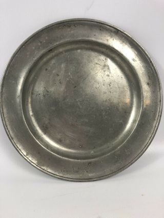 Antique Pewter Plate American Primitive Flower Mark Early Ro